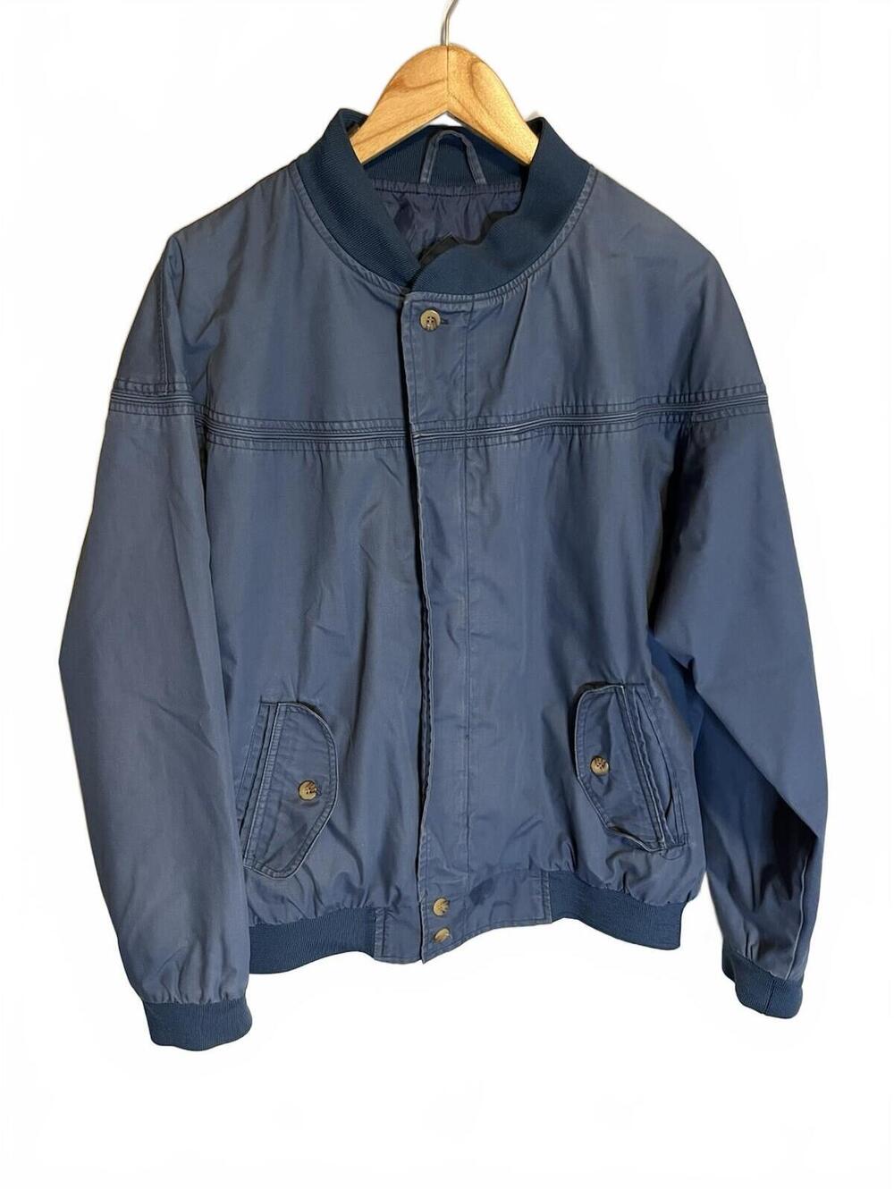 Vtg Original Windbreaker Mens Jacket Size L Blue Full Zip Coat Bomber Lined